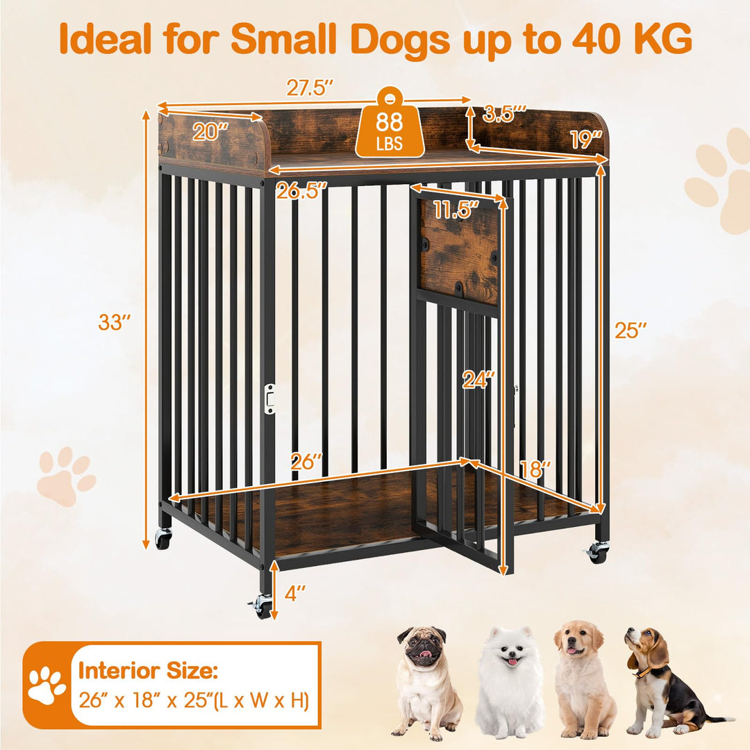 Giantex Dog Crate Furniture with Lockable Door & Wheels