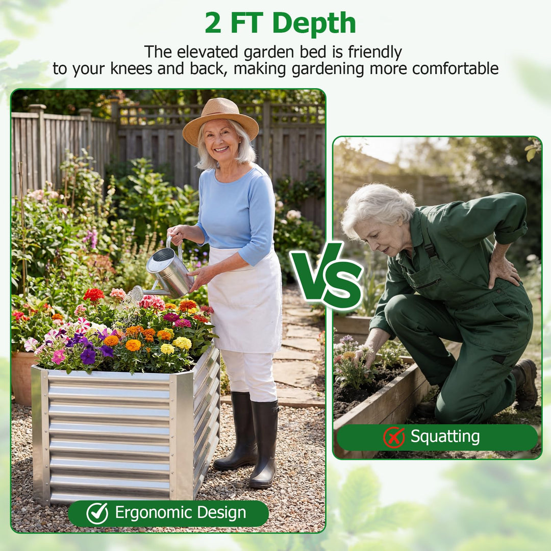 Giantex 4 x 2 x 2 FT Galvanized Raised Garden Bed (1/2)