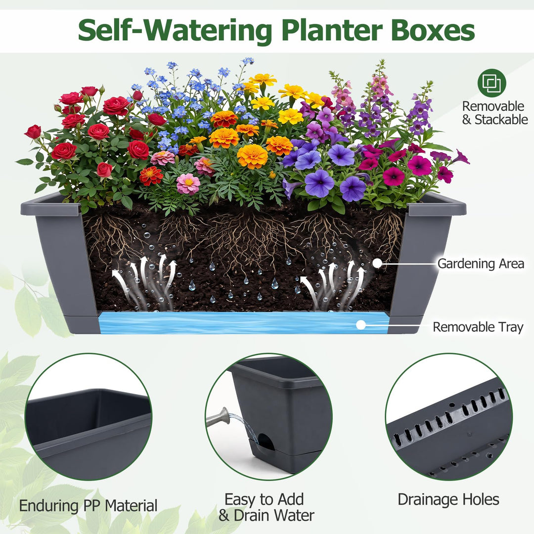 GIANTEX 3-Tier Deck Railing Planter for Balcony