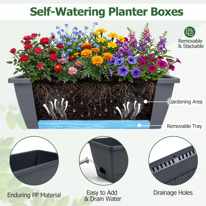 GIANTEX 3-Tier Deck Railing Planter for Balcony
