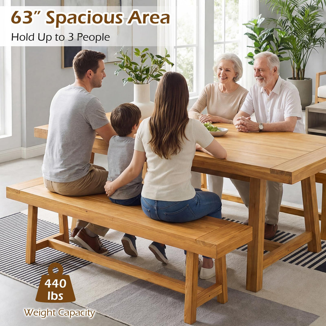 Giantex 63-Inches Dining Bench Teak Wood Outdoor Benches(1/2)