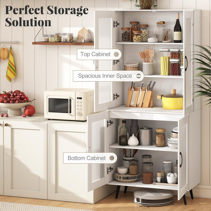 Giantex Kitchen Pantry Cabinet 70.5" Tall Cupboard with 4 Transparent Doors