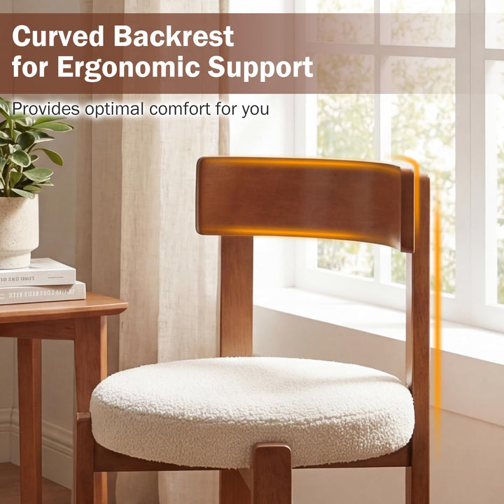 Giantex Wooden Dining Chairs Set of 2/4 Teddy Fleece Upholstered Boucle Kitchen Chair w/Curved Backrest
