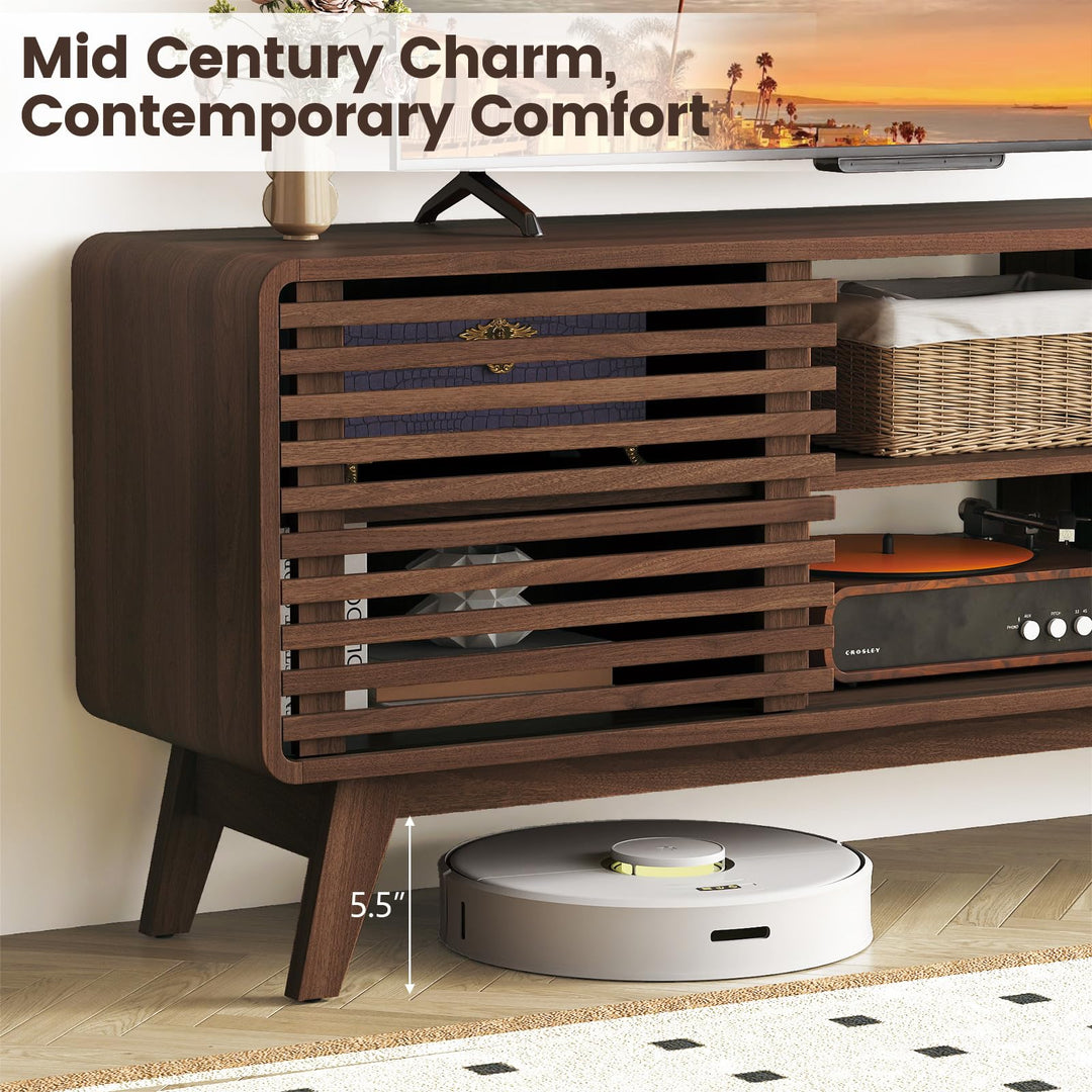 Giantex TV Stand for 60/65 Inch TV | Mid-Century Modern Entertainment Center with Storage Cabinet