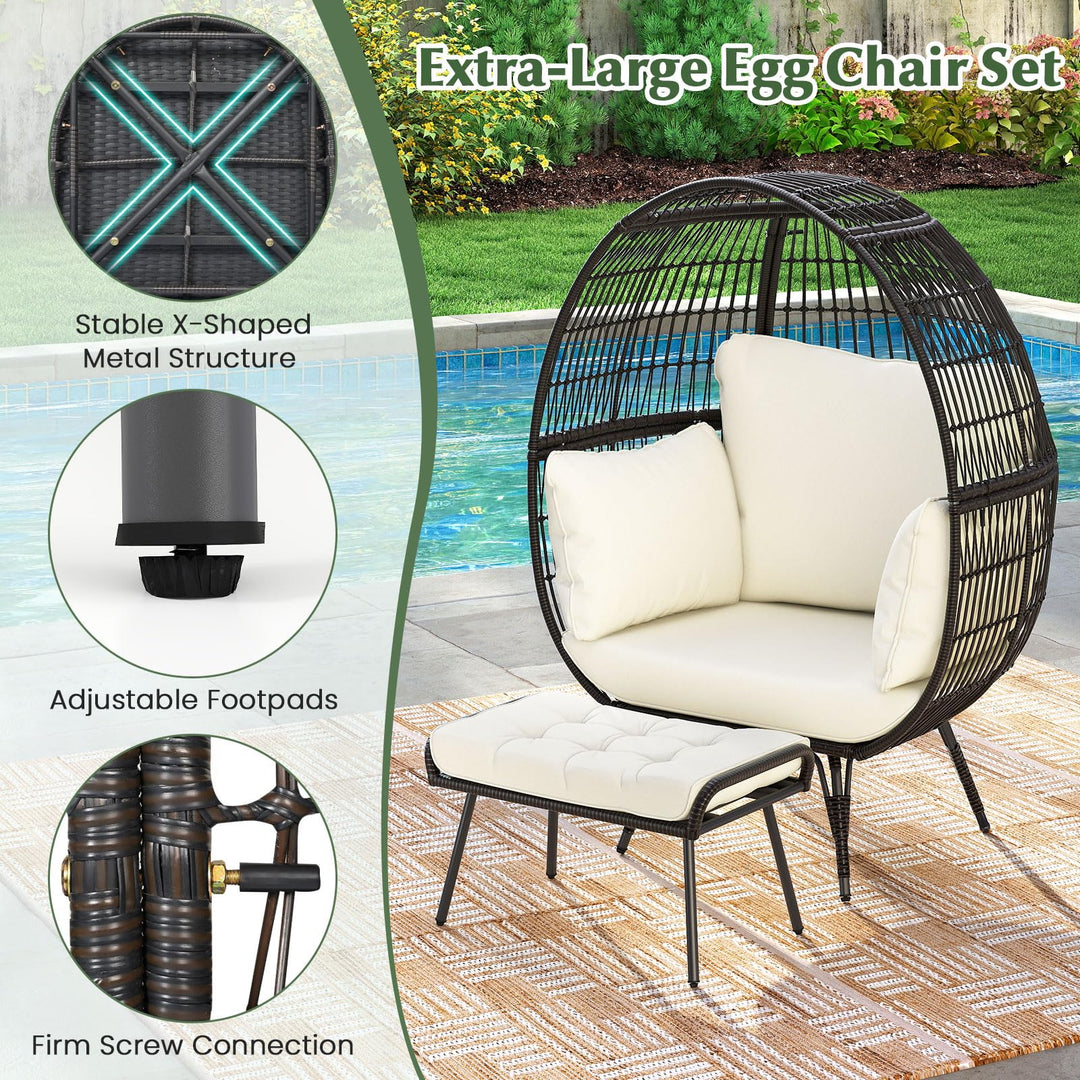 Giantex Oversized Wicker Egg Chair with Thick Cushions