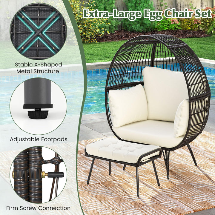 Giantex Oversized Wicker Egg Chair with Thick Cushions
