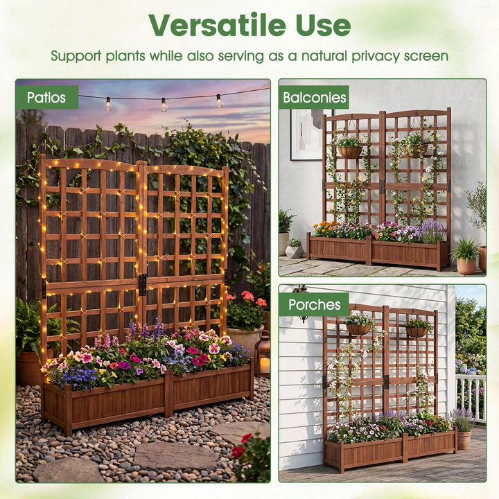 Giantex Wooden Raised Garden Bed with Trellis