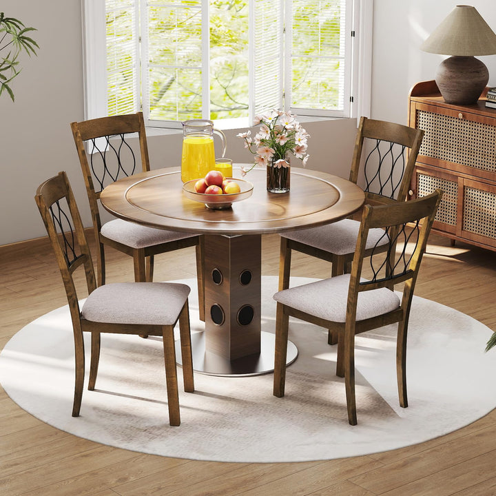 Giantex Dining Chairs Set of 2/4 Fabric Upholstered Armless Kitchen Chairs w/Hollowed Backrest