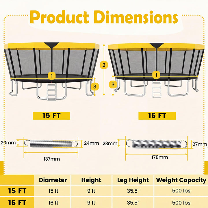 Giantex ASTM Approved Recreational Trampoline with Safety Enclosure Net &amp; Non-Slip Ladder