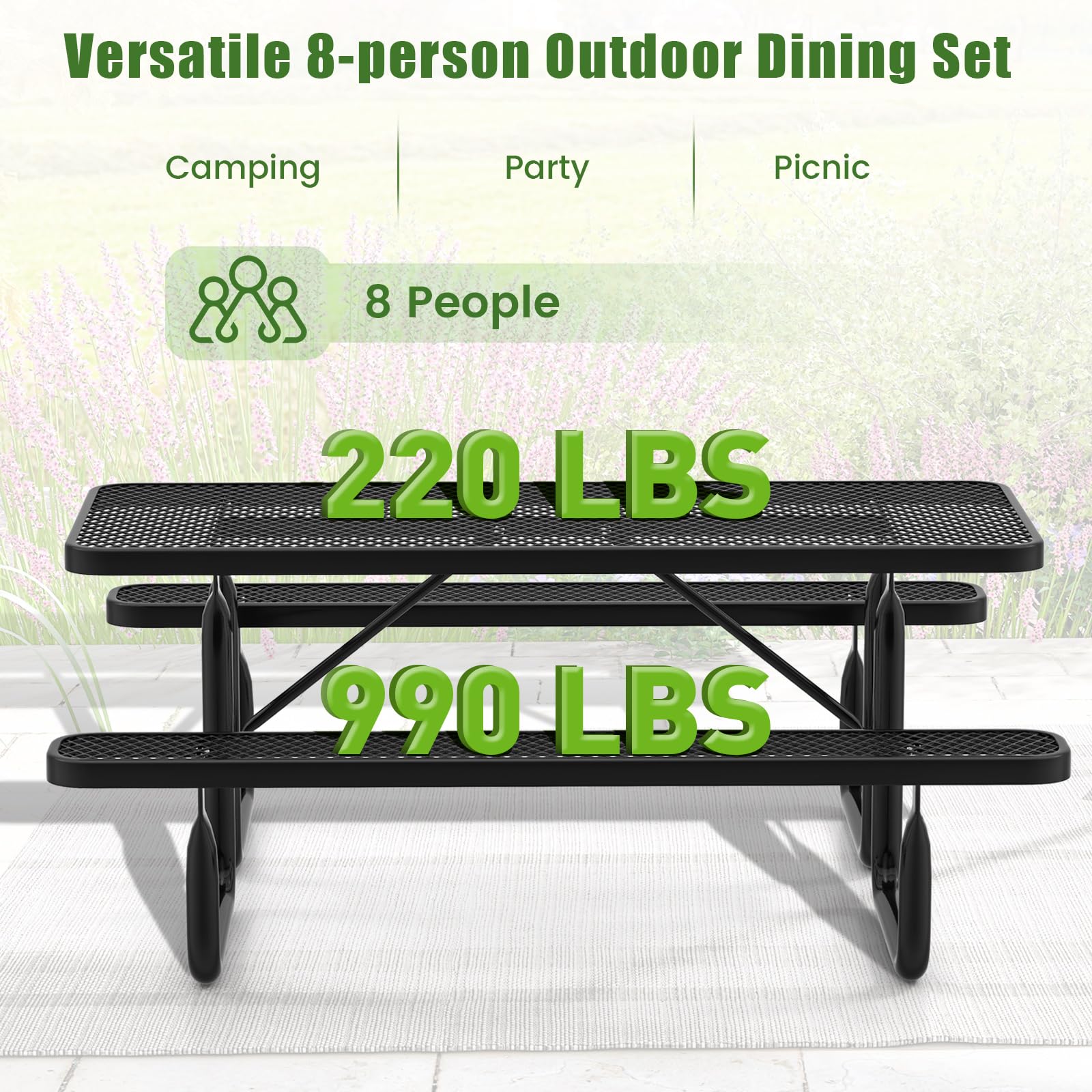 Giantex 72” Picnic Table, Large Outdoor Table & Bench Set for 8