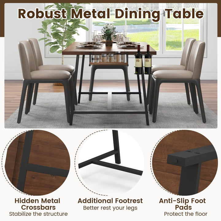 Giantex 72-Inch Dining Table for 5-7, Rectangular Kitchen Table with 2-Bottle Wine Rack