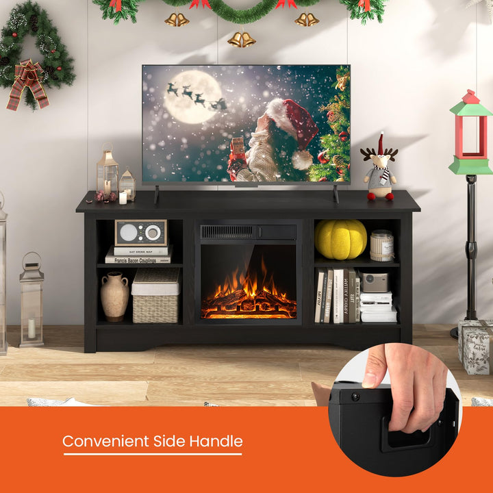 Giantex Fireplace TV Stand for TVs Up to 65”, Entertainment Center with Adjustable Shelves