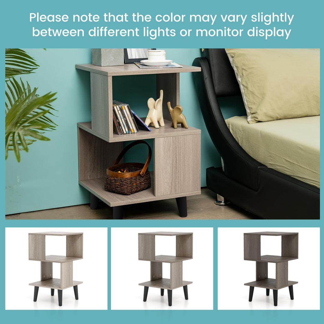 Giantex 3-Tier Geometric Bookshelf Set of 2 with Open Storage Shelves