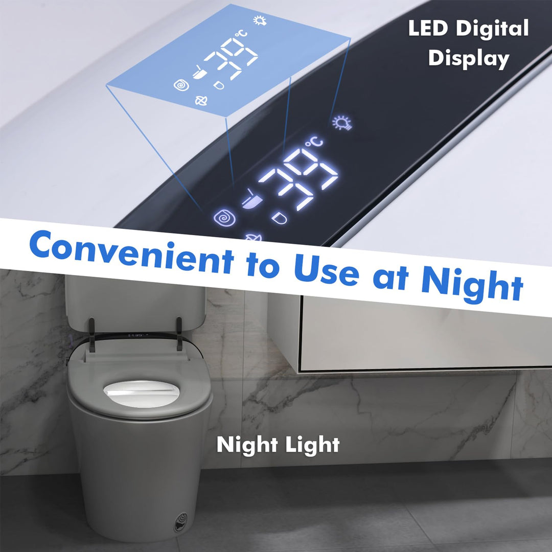 Giantex Smart Toilet, Bidet Toilet Seat Elongated with 1.28 GPF Dual Auto Flush