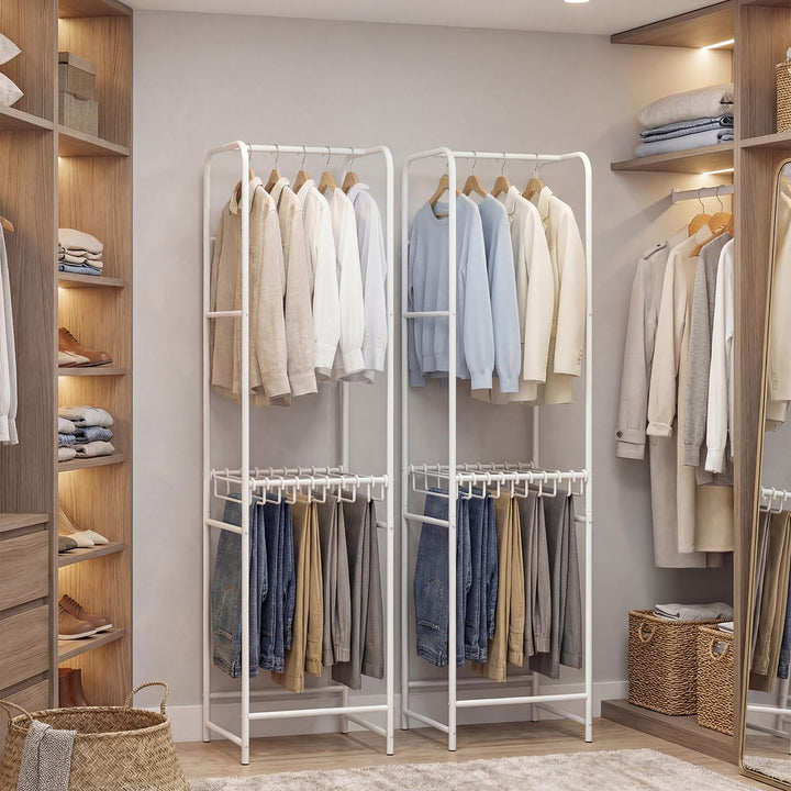 Giantex Heavy-Duty White Garment Rack with 6 Hanging Rods &amp; 10 Pants Hangers