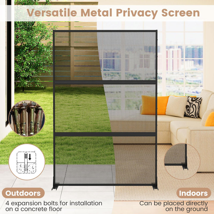 Giantex Metal Privacy Screen 72 x 48 Inch Freestanding Fence Panel Indoor Outdoor
