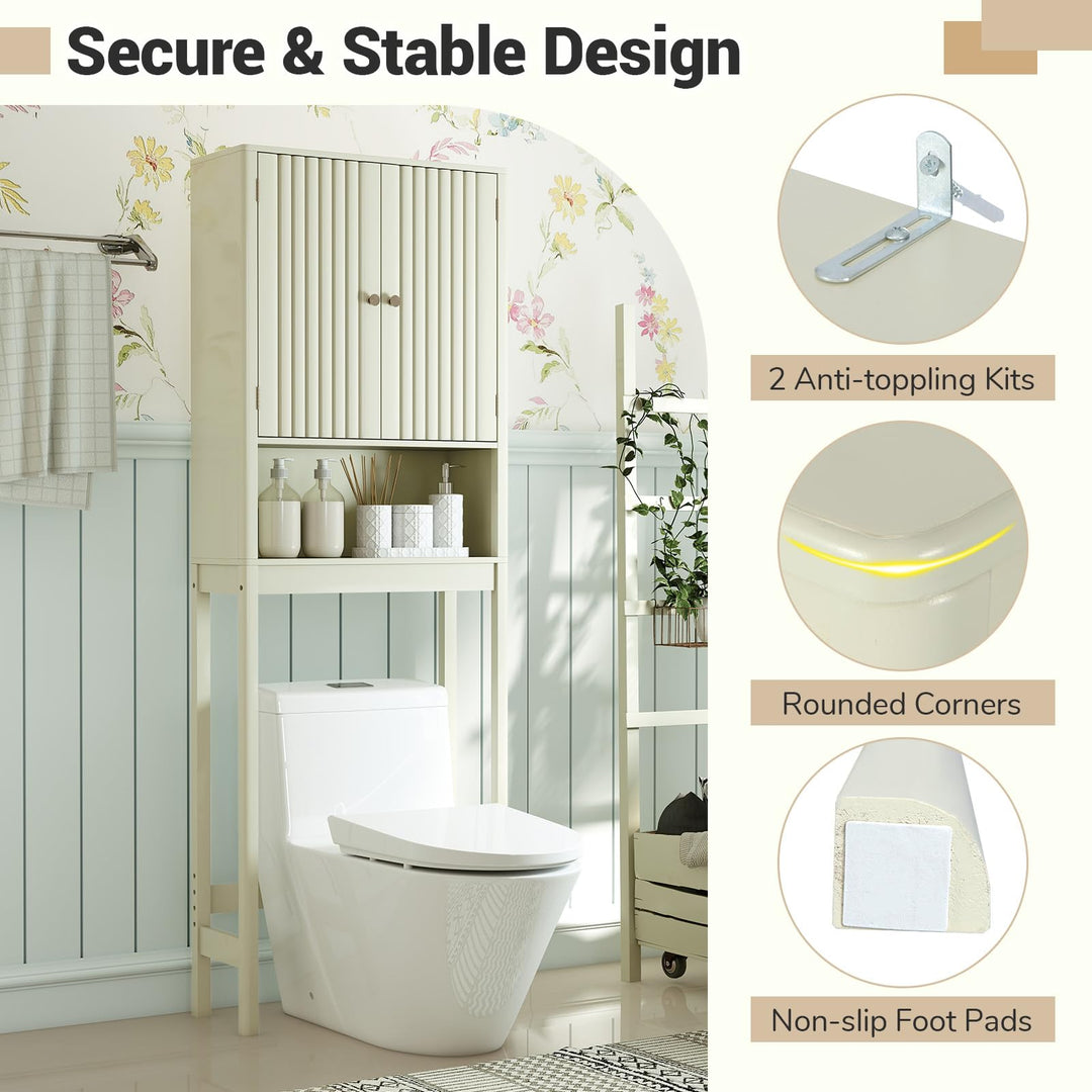 Giantex Over The Toilet Storage Cabinet with Fluted Doors