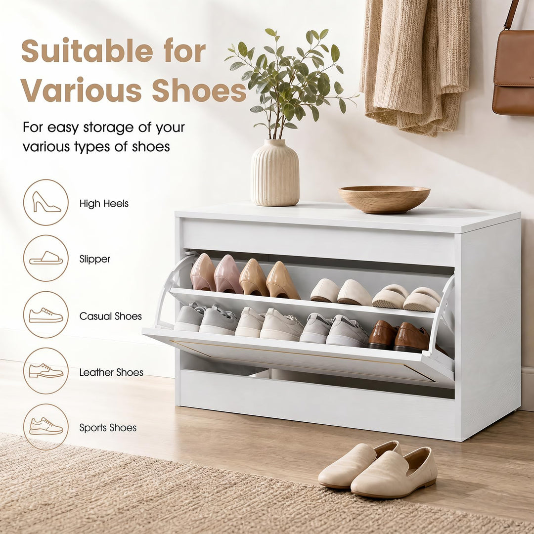 GIANTEX Hidden Shoe Storage Cabinet with Flip Drawer