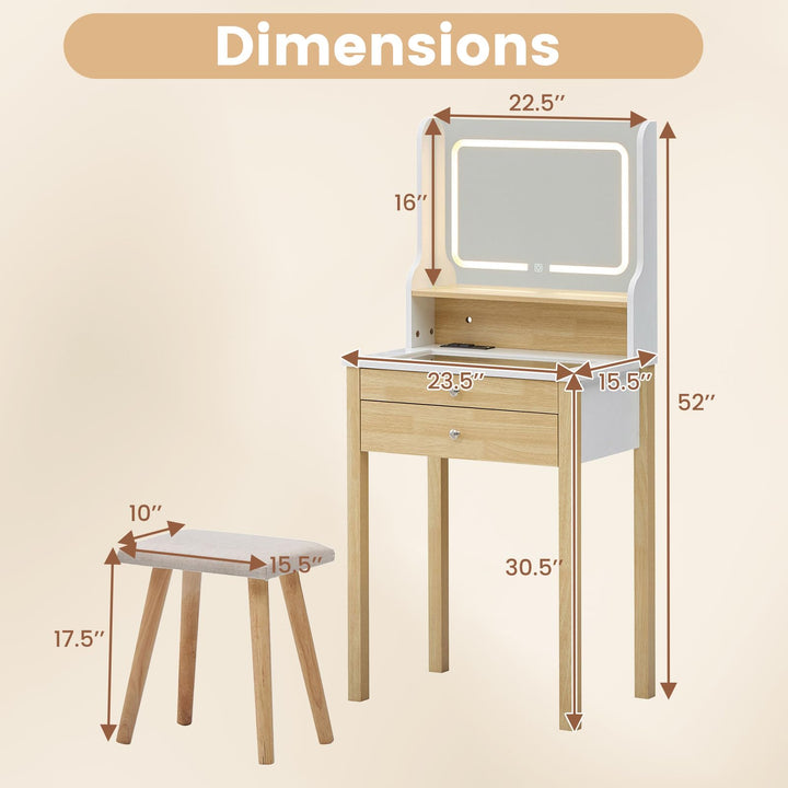Small Vanity Desk with Mirror and Lights