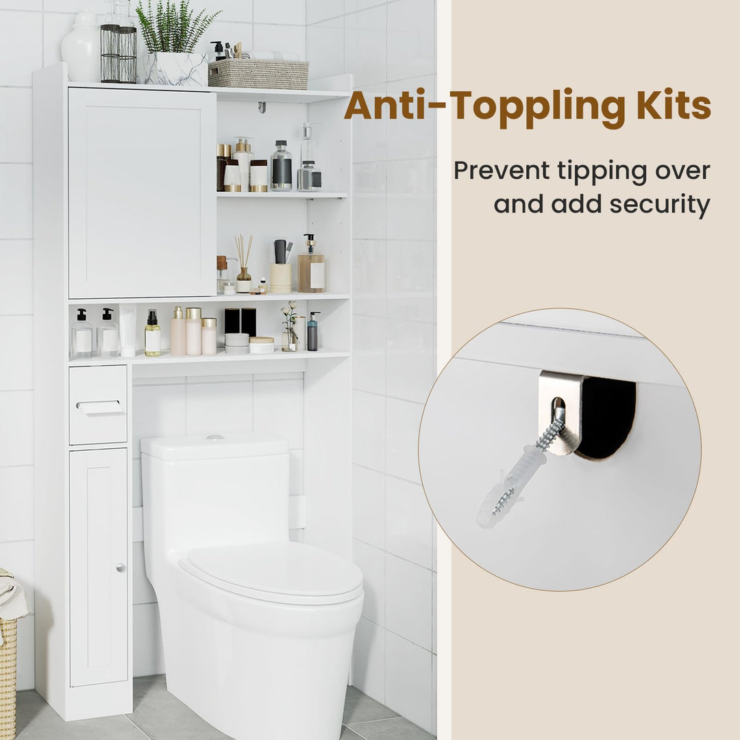 Giantex Over The Toilet Storage Cabinet Standing Toilet Rack with Sliding Door