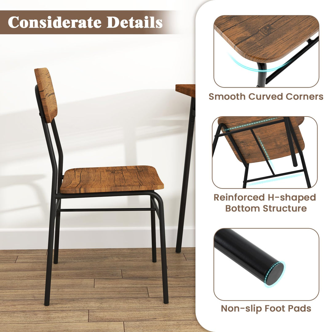 Giantex 3-Piece Dining Table Set, Kitchen Table Chairs Set with Dinner Table, Storage Rack, Metal Frame
