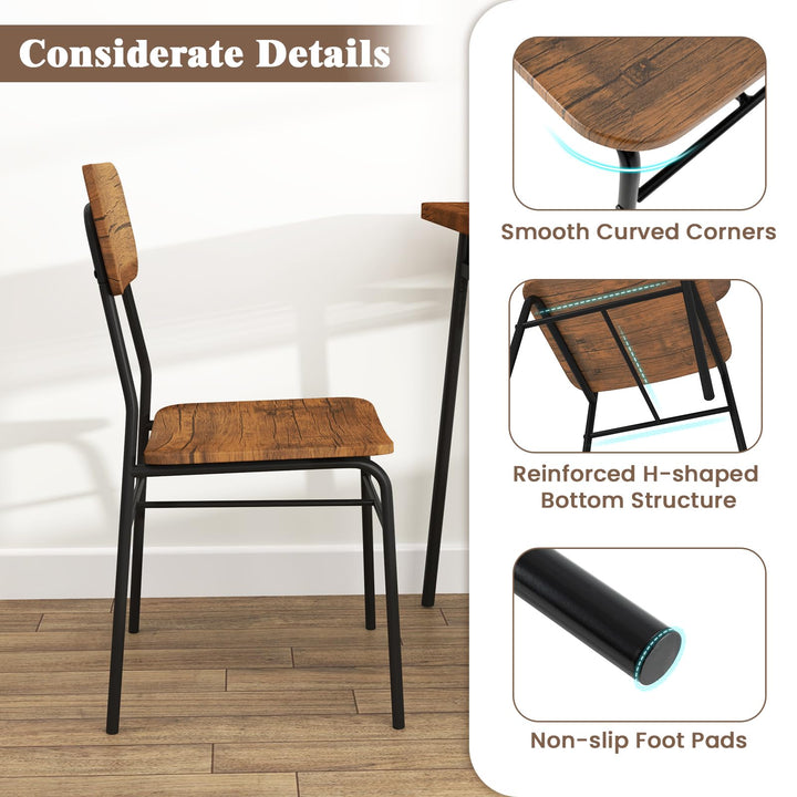 Giantex 3-Piece Dining Table Set, Kitchen Table Chairs Set with Dinner Table, Storage Rack, Metal Frame