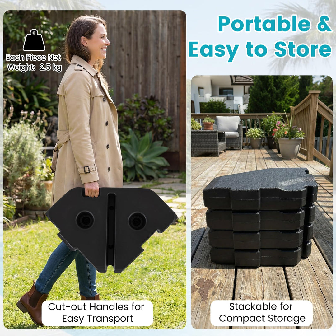 Giantex 4-Piece Fillable Offset Patio Umbrella Base(420 lbs)