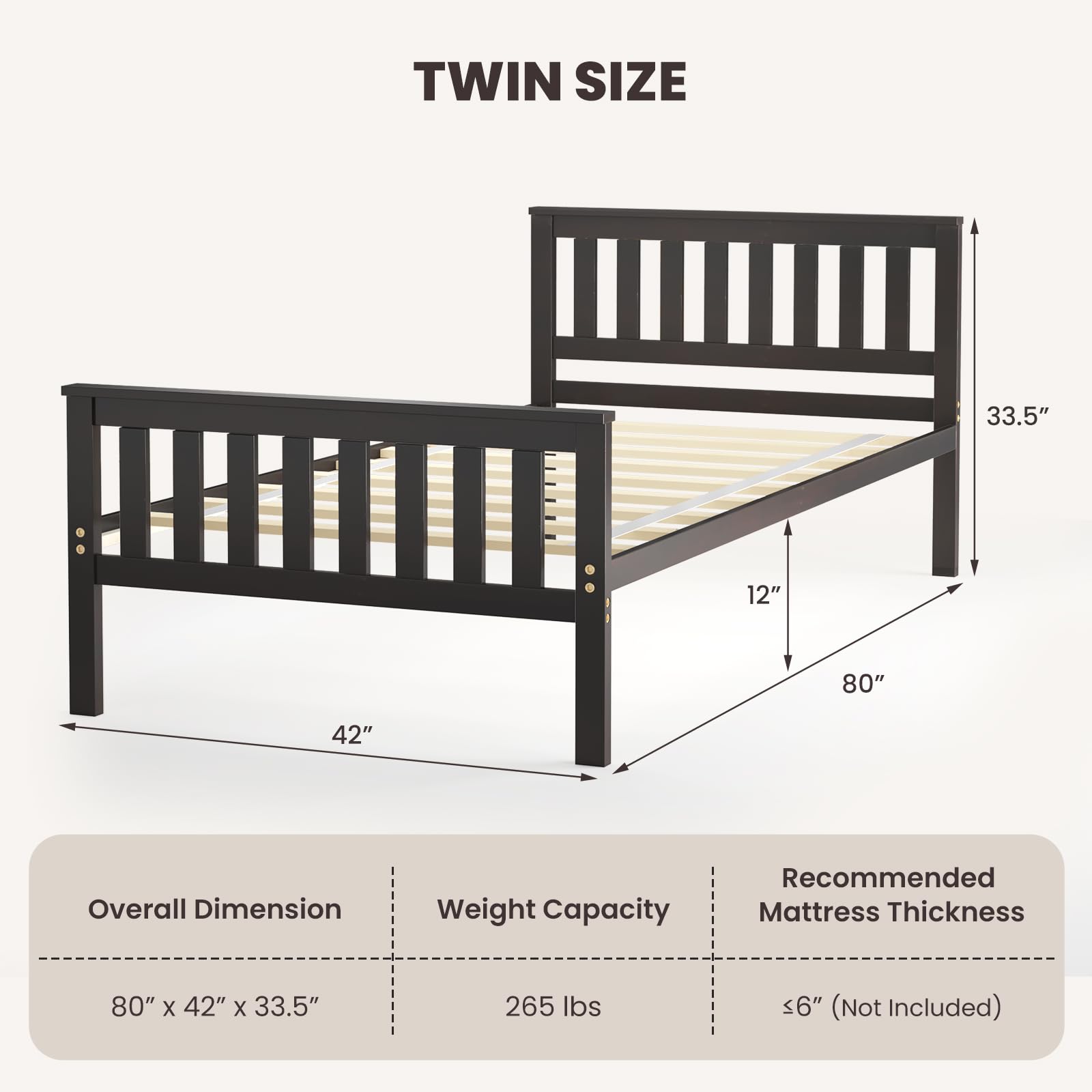 Giantex Wood Bed Frames with Headboard, Mid Century Platform Bed with Wooden Slats Support