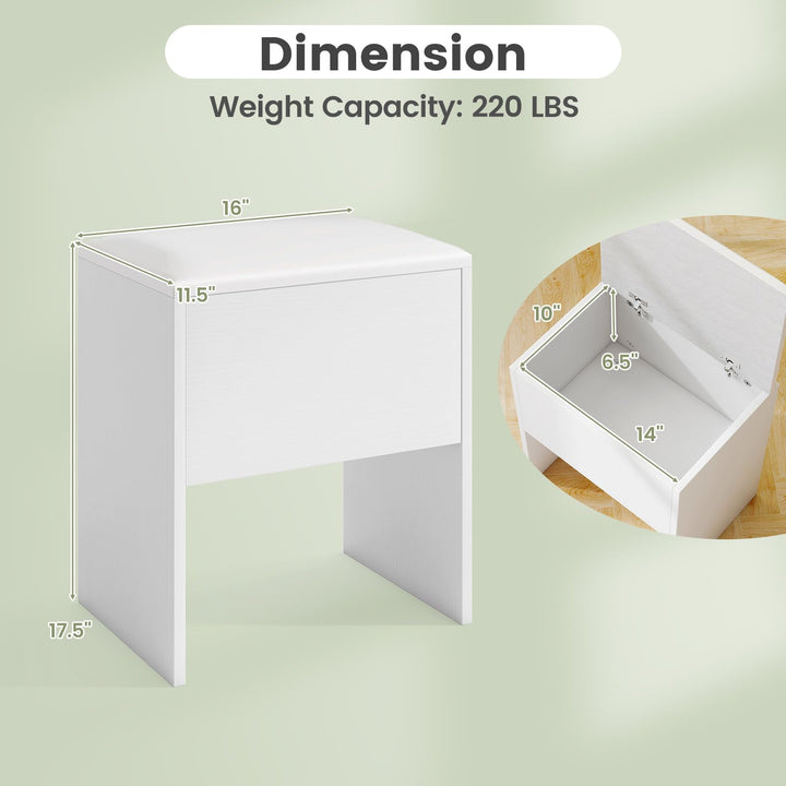 Vanity Stool with Hidden Storage with Soft Seat