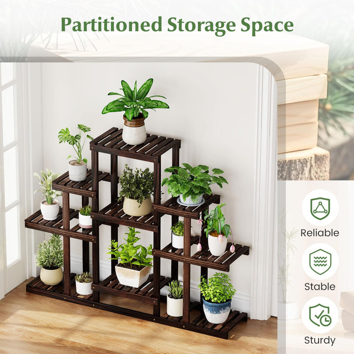 Giantex Plant Stand Indoor & Outdoor 6 Tier Wood Flower Pot Stand for Multiple Plants