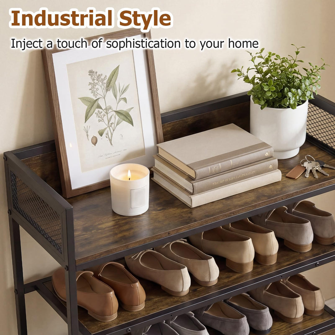 Giantex 4-Tier Industrial Shoe Storage Organizer with Heavy Duty Metal Frame
