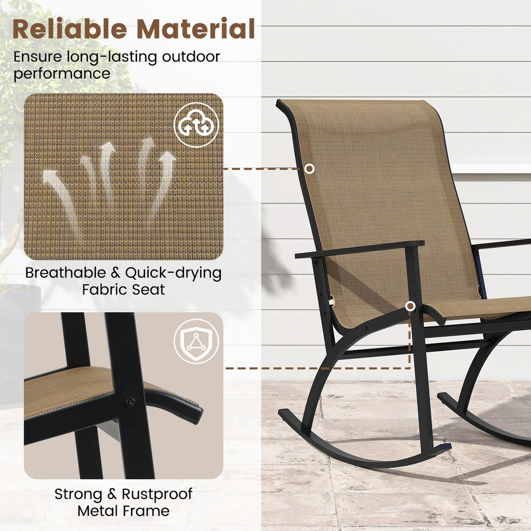 Giantex 3 Piece Rocking Bistro Set with 2 Rocking Chairs & Coffee Table
