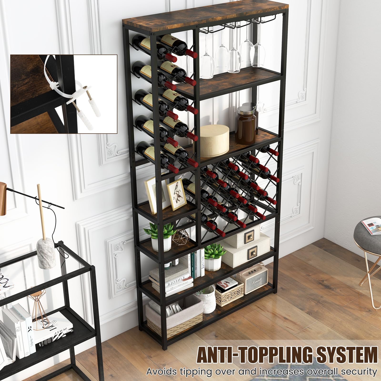 Giantex 27-Bottle Wine Rack Freestanding Floor, Industrial Metal Wine Storage Rack