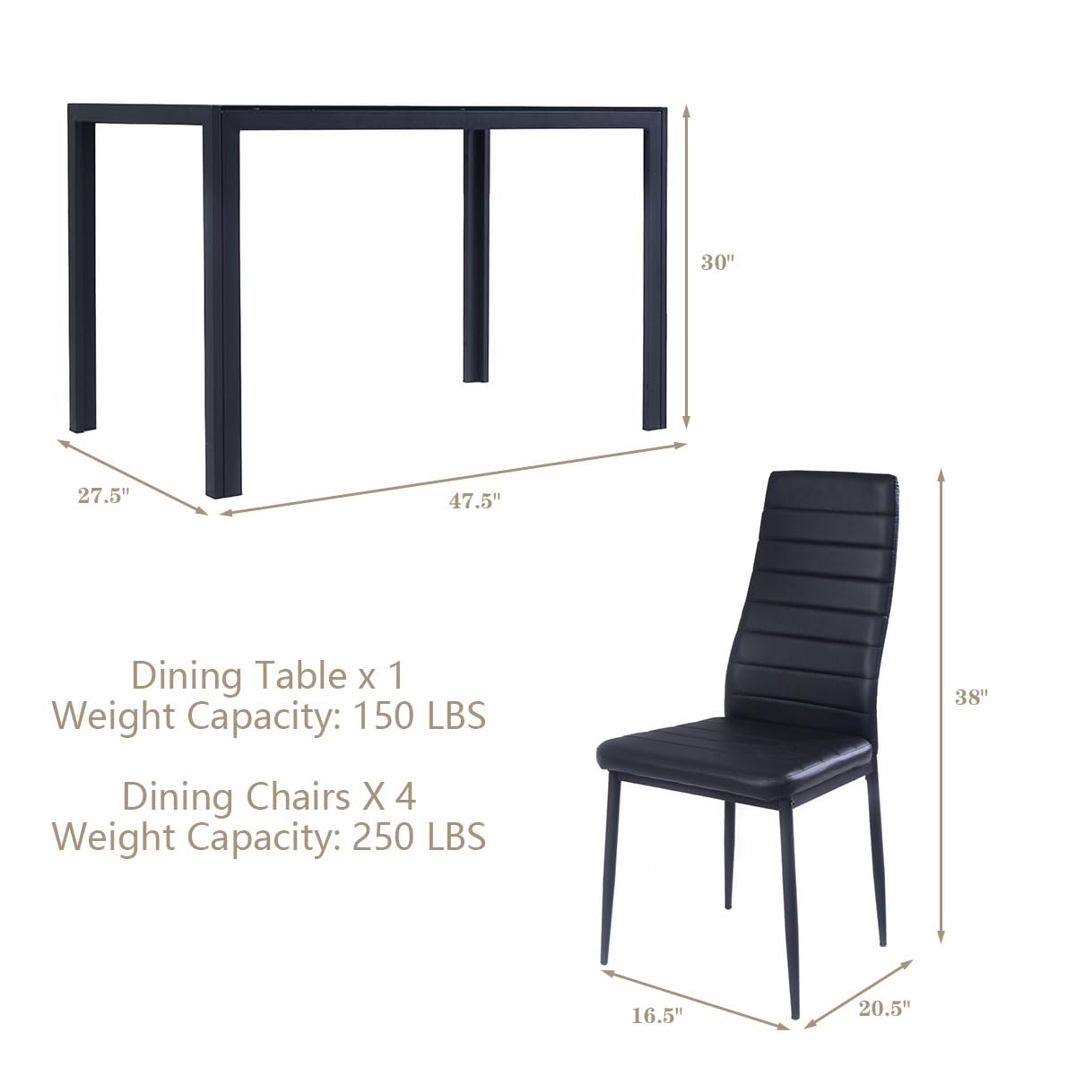 Giantex 5 Pcs Dining Table Set for 4