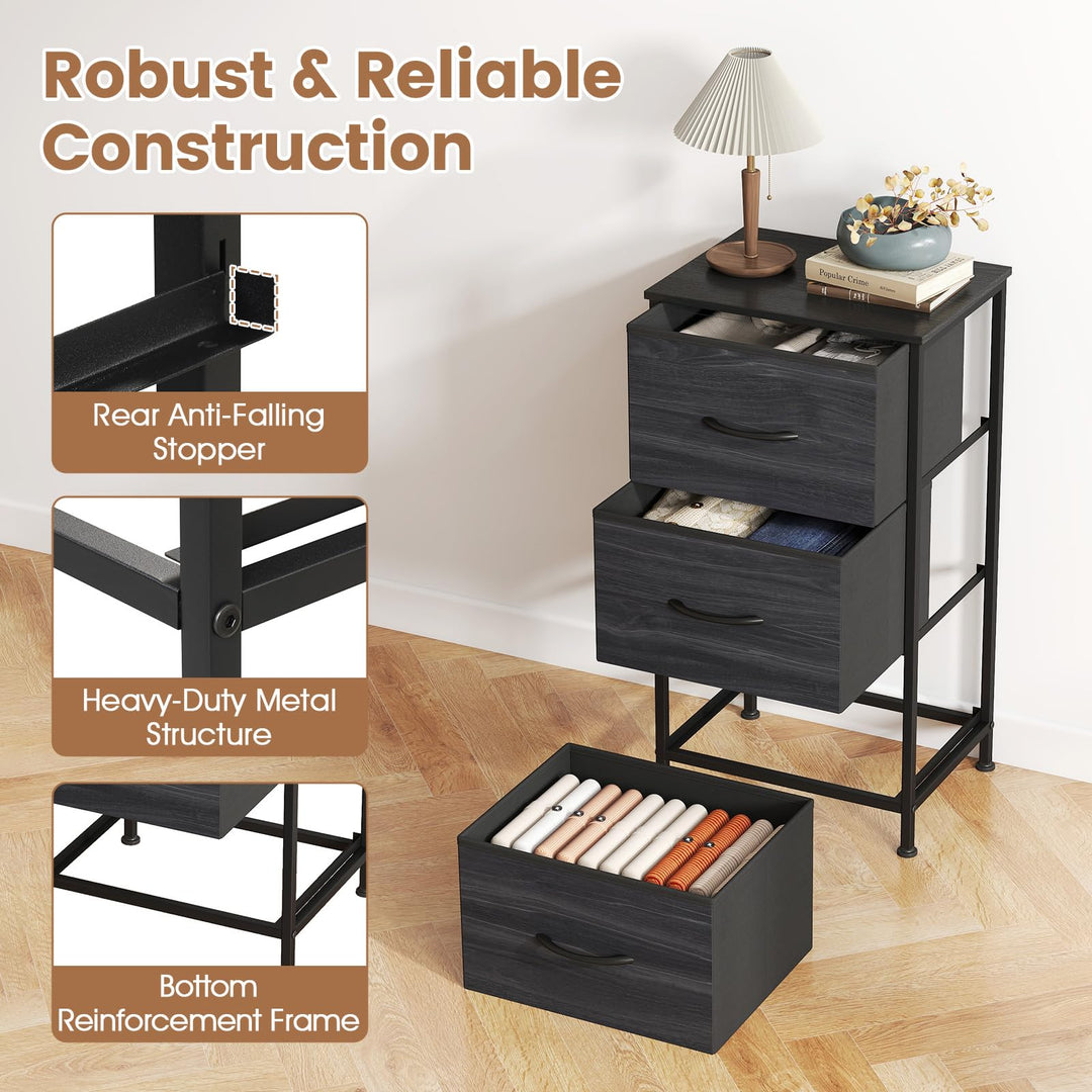 GIANTEX 3/4/5 Drawers Dresser Nightstand with Heavy-Duty Metal Frame