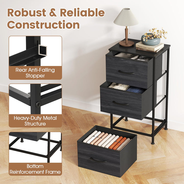 GIANTEX 3/4/5 Drawers Dresser Nightstand with Heavy-Duty Metal Frame