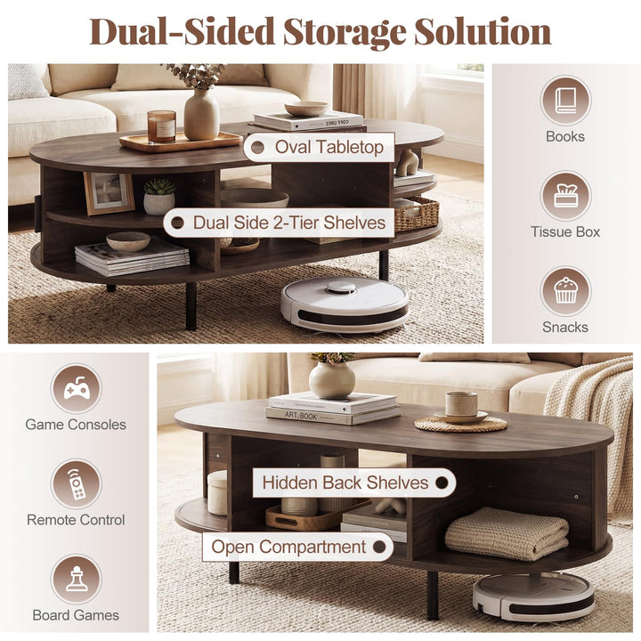 Giantex 47.5" Mid Century Modern Center Table with Sliding Tambour Doors