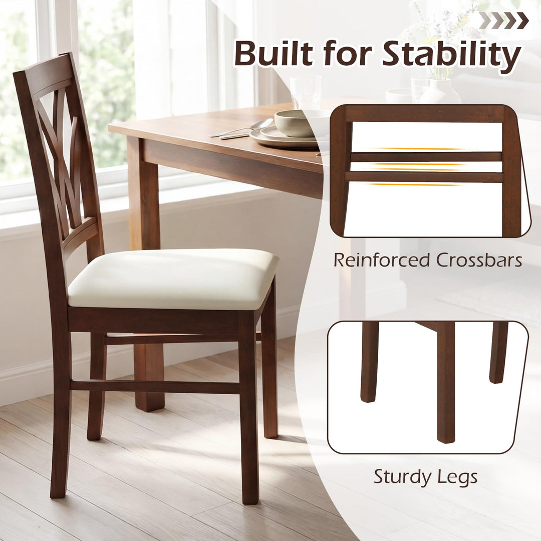 Giantex Wooden Dining Chairs Set of 2/4 Farmhouse Upholstered Kitchen Chairs