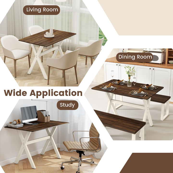 Giantex 43" x 28" Wooden Dining Table with X-Shaped Frame Reinforced Crossbar