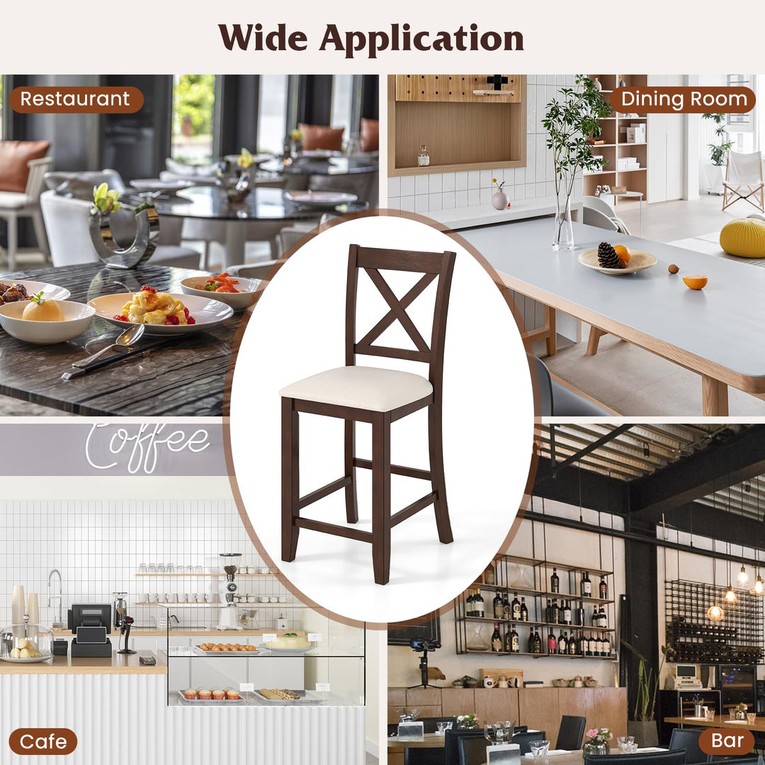 Giantex Farmhouse Counter Height Bar Stools with Footrest