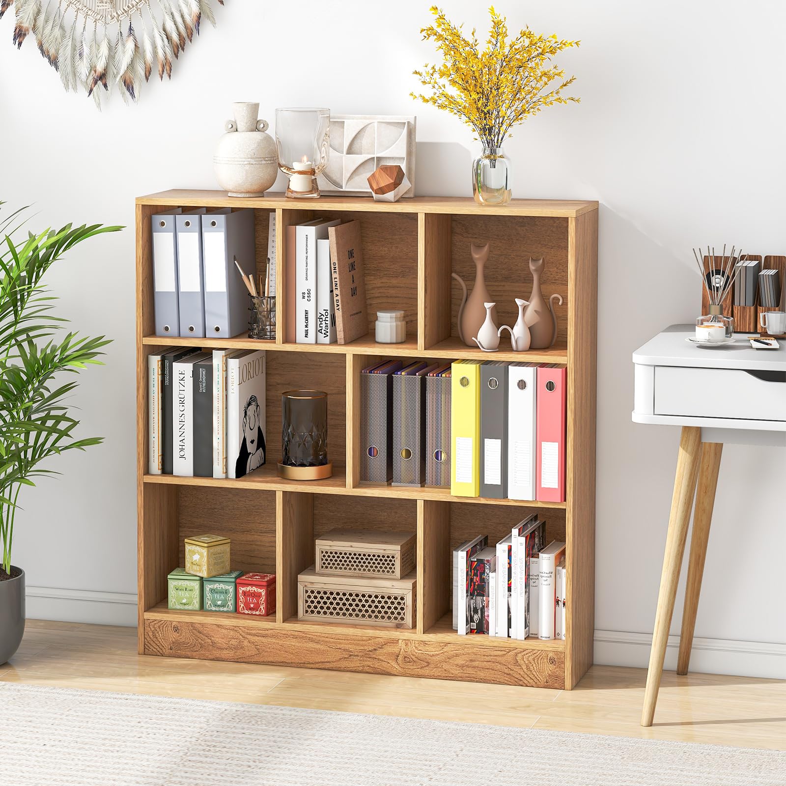 Giantex 8 Cube Bookcase, 4-Tier Freestanding Bookshelf w/ 8 Open Compartments, 2 Anti-Tipping Kits