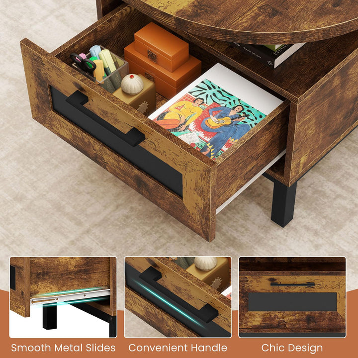 Giantex 47" Oval Coffee Table Cocktail Accent Center Table with Storage