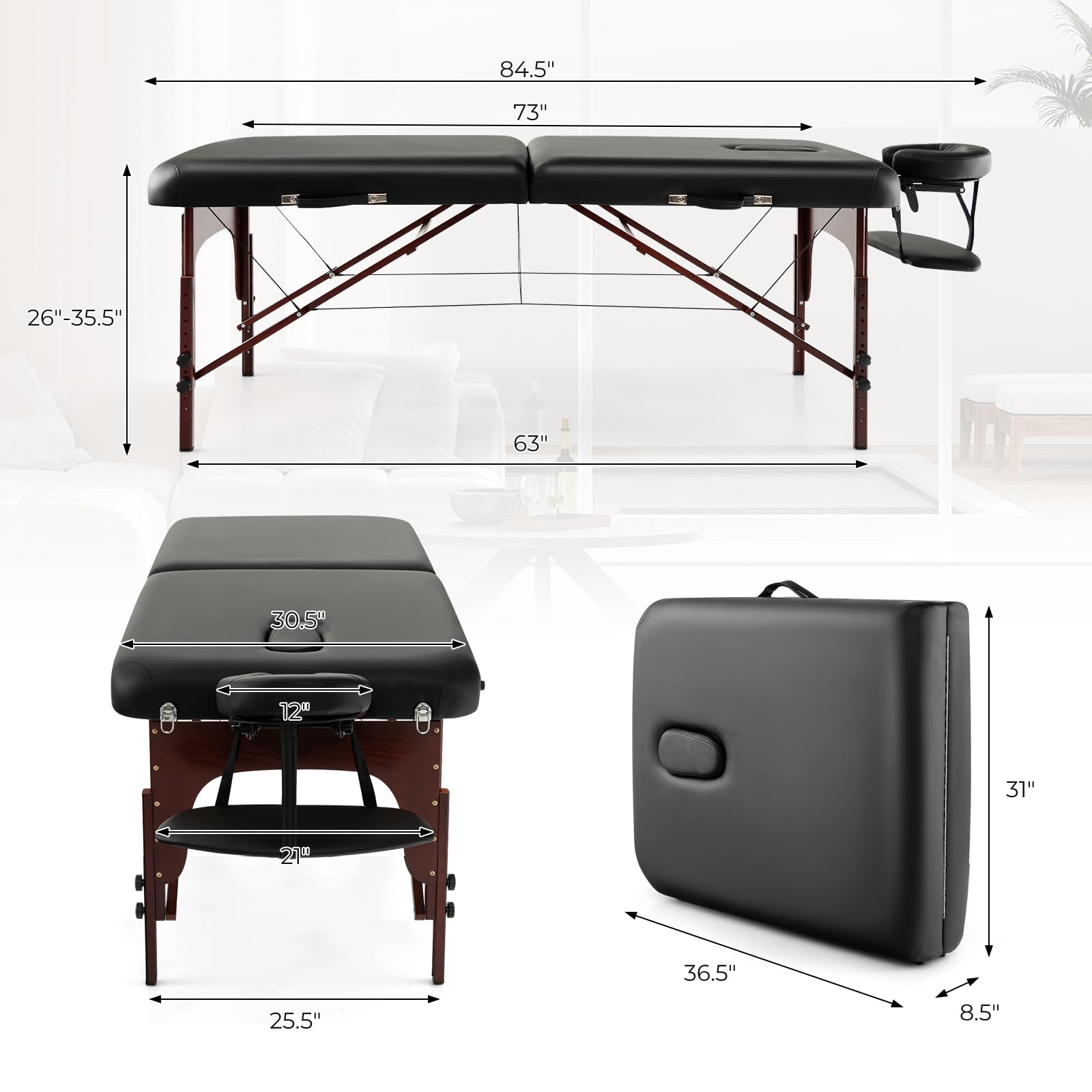 Portable Massage Table 84 Inch - Giantex