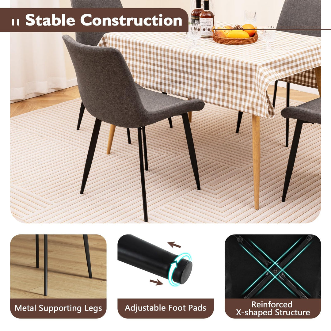 Giantex Dining Chair Set of 4 Upholstered Kitchen Side Chairs w/Metal Legs Padded Seats & Backs