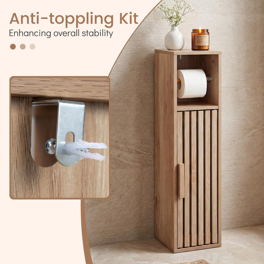 Giantex Slim Bathroom Freestanding Toilet Paper Holder Stand with Door