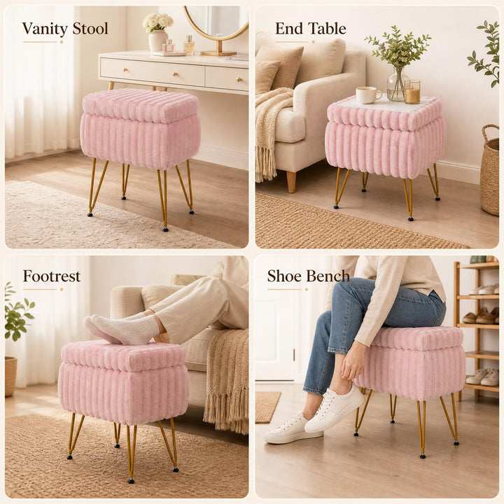 GIANTEX Vanity Stool Chair w/Storage &amp; Reversible Lid