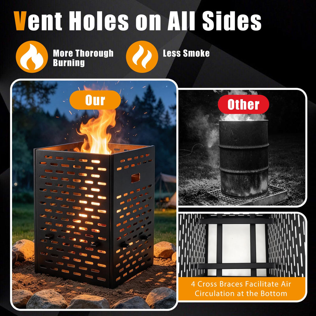 30 Inch 64 Gallon Burn Barrel with Vent Holes for Burning Trash