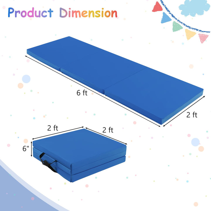 Giantex 6'x 2' Gymnastics Mat, 2" Thick Folding Tumbling Mat with Hook and Loop Fastener