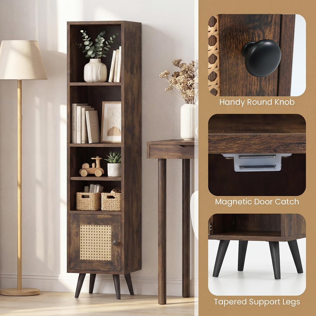 Giantex 6-Tier Tall Narrow Bookcase 54 Inches Slim Storage Cabinet