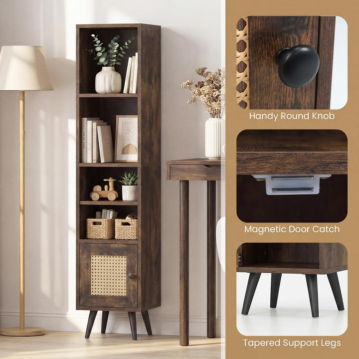 Giantex 6-Tier Tall Narrow Bookcase 54 Inches Slim Storage Cabinet